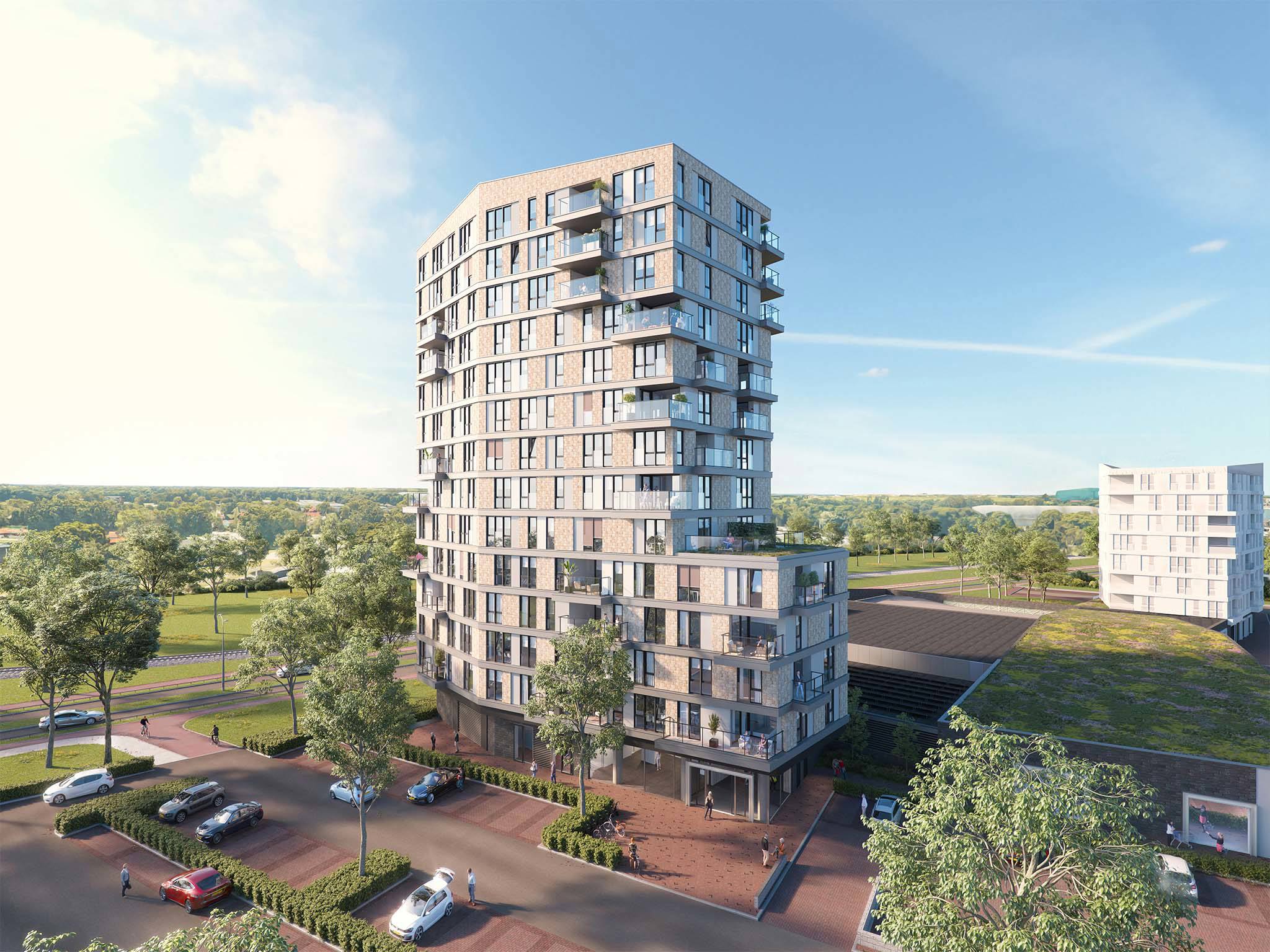 Nieuwbouw Hengelo Woontoren Apollo - cam 1 - overdag - 2048X1536 Web