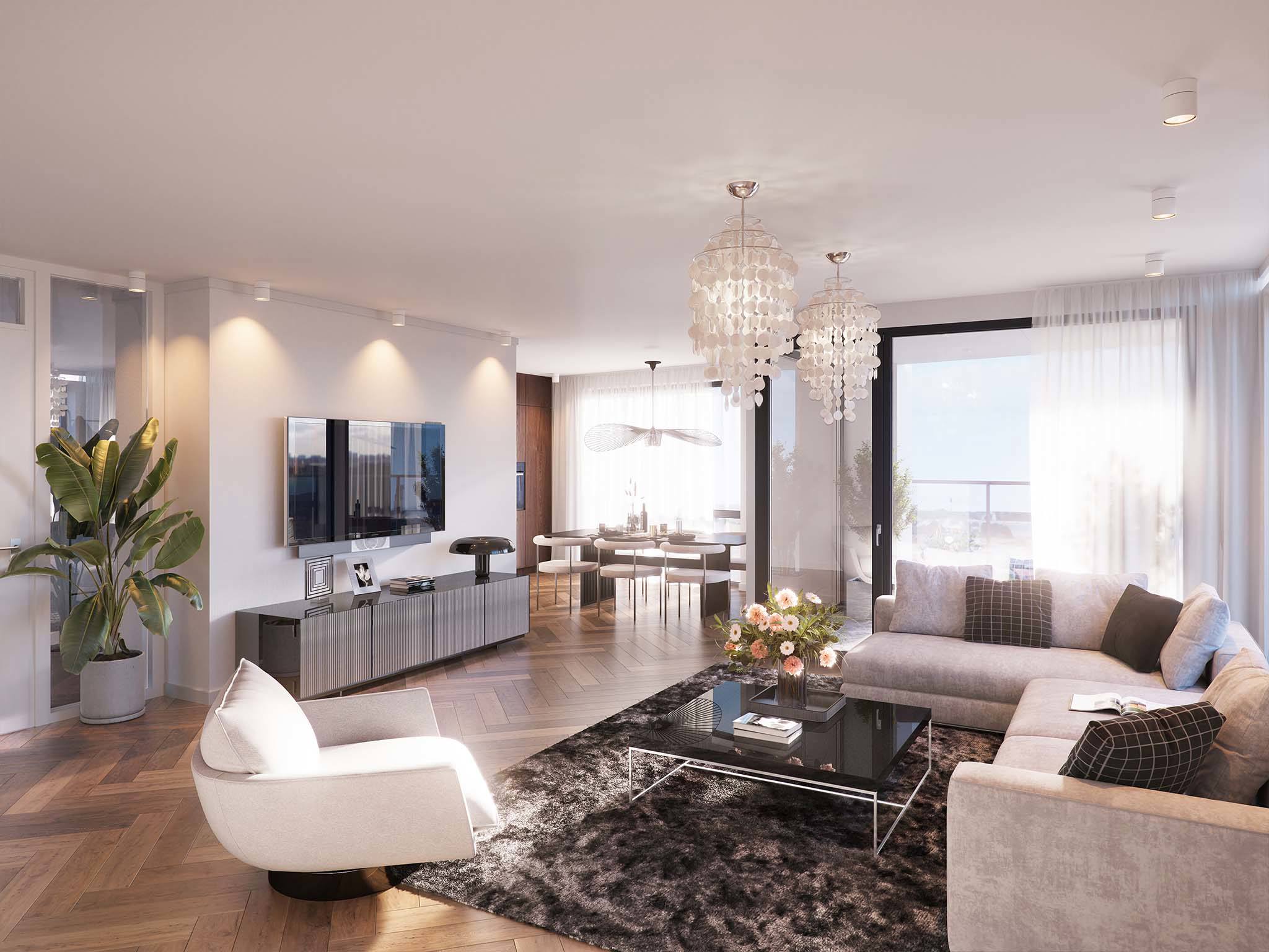 Nieuwbouw Hengelo Woontoren Apollo J 3-kamer App XL Woonkamer 2048X1536